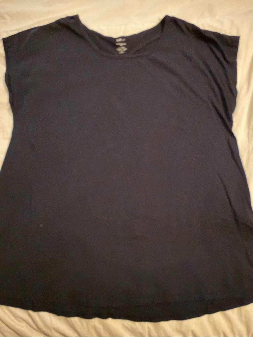 Women’s J Jill Fit Navy Short Cap Sleeve Tee Shirt, 1X, Navy, Keyhole Back